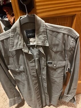 Wrangler Men's Light Gray Western-Style Shirt Jacket